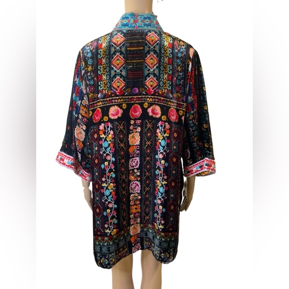 Johnny Was Avril Reversible Silk Blend /Velcet Colorful Floral Kimono Size S - Picture 7 of 11